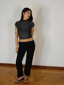 Top Malla Manga Corta Gris Piedra